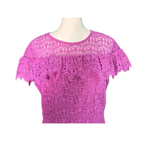 Trina Turk Womens Plum Rose Lace Detailed Sheath Formal Dress Cap Sleeve, Size 6 - Picture 3 of 10